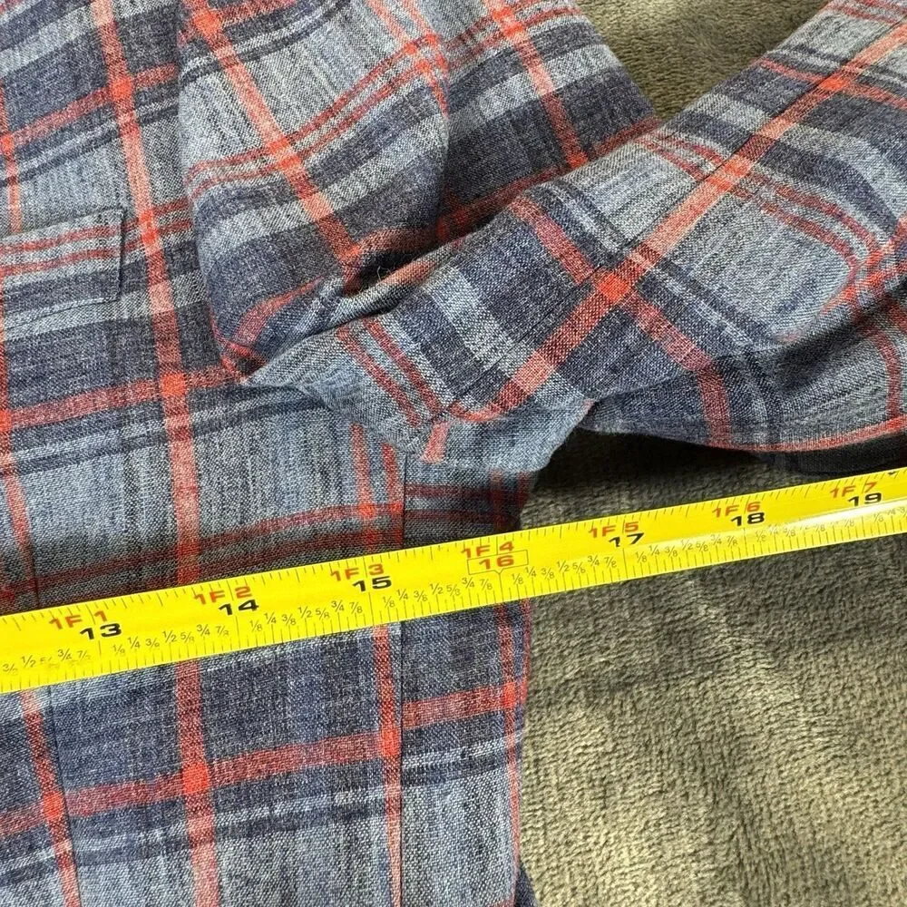 LAUREN RALPH LAUREN Boy 14R Bloxbury Blue Red Plaid Sport Coat Blazer Linen Blen